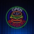 thumbnail image 3 of Handmadetneonsign Burgers Open Neon Sign, Burgers Store Light Wall Art Decor, Mexican Restaurant Wall Decor, 3 of 5