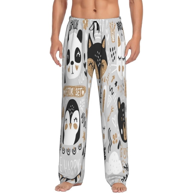 Fotbe Funny Animals Series Pantalones de Pijama para Hombre, Pantalones de Dormir, Pantalones de Casa con Cintura Ajustable y Bolsillos-Medium