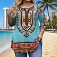 thumbnail image 2 of Jsaierl 3/4 Length Sleeve Plus Size Tops for Women Summer V Neck Shirts Trendy Graphic Ladies Blouses Workout Vacation Tunic Top L-4XL, 2 of 8