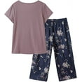 thumbnail image 2 of MyFav Women's Capri Pajama Sets Plus Size Sleepwear Top with Capri Pants 2 Piece Loungewear Set,M, 2 of 4