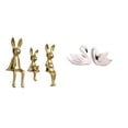 thumbnail image 1 of Figuras de cisnes y conejitos, esculturas de animales, estatuas de resina, adorno de mesa de escritorio para decoración del hogar, oficina, dormitorio, 1 of 8