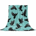 thumbnail image 2 of Halloween Crows Throw Flannel Blanket 40x60In Retro Classic Watercolor Art Teal Texture Super Soft Cozy Bed Blanket, Lightweight Plush Fuzzy Bed Throw for Bedroom Sofa Couch Living Room, 2 of 4
