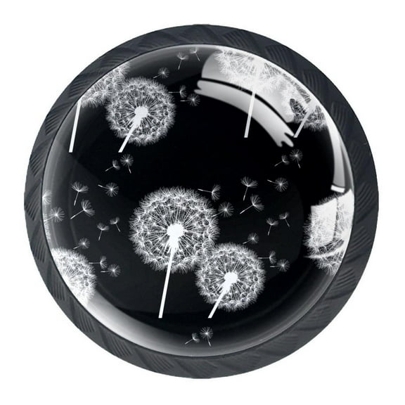 4 Pcs Dandelions Flowers Knobs for Kitchen Cabinet Cupboard Dresser Bookcase Drawer Pulls Handles Round Home Decor