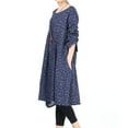 thumbnail image 3 of Women's Flowers Floral Pleated Fall Casual Dress with Pockets Dark blue XXL, 3 of 5