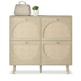 thumbnail image 5 of Zimtown Rattan Shoe Cabinet 2 Rows 4 Drawers,  Holds 24 Pairs, Adjustable Shelves for Entrance Hallway, Natural, 5 of 7