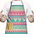 thumbnail image 2 of Pink and Blue Triangle Pattern Apron-Garden Aprons for Women with Pockets-Cotton Linen Waterproof Kitchen Cooking Gardening Aprons Adjustable for Kitchen,Cooking,BBQ and Salon 33x27 Inch, 2 of 5