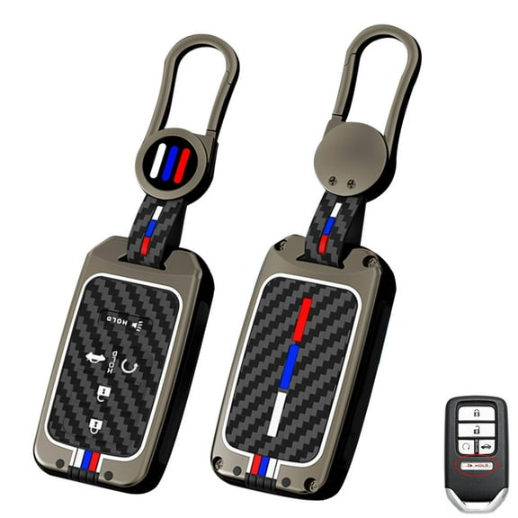 Compatible with Honda Key Fob Cover, Key fob Case Shell for 2016-2022 Accord Pilot CRV 2016-2021 Civic 2019-2024 Passport 5 Buttons, Metal Shell & Soft Silicone Protection