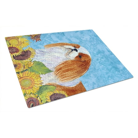 

Carolines Treasures SS4140LCB English Toy Spaniel in Summer Flowers Glass Cutting Board Large 12H x 16W multicolor
