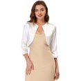 thumbnail image 1 of INSPIRE CHIC Boléro Cardigan en Satin Uni Élégant pour Femme, Ouvert à l'Avant, Manches 3/4, 1 of 5