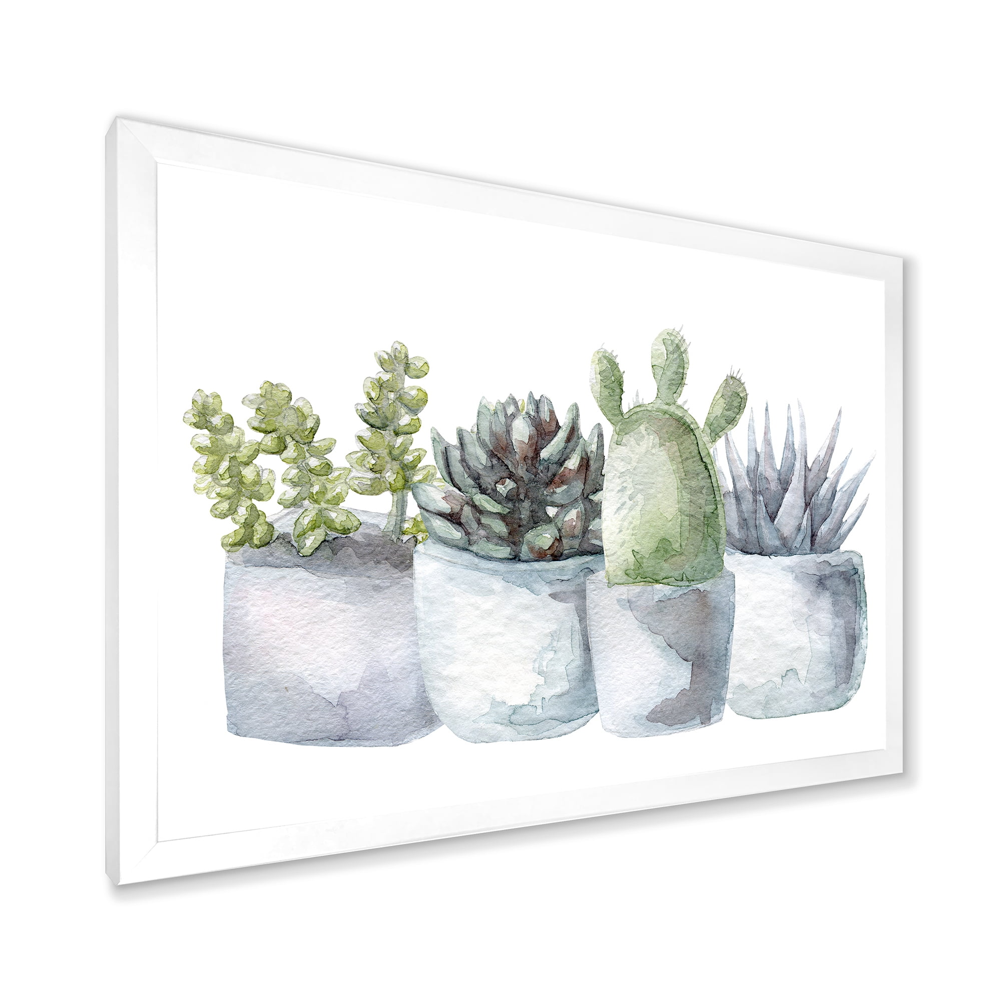 Designart 'Succulent and Cactus House Plants I' Farmhouse Framed Art Print