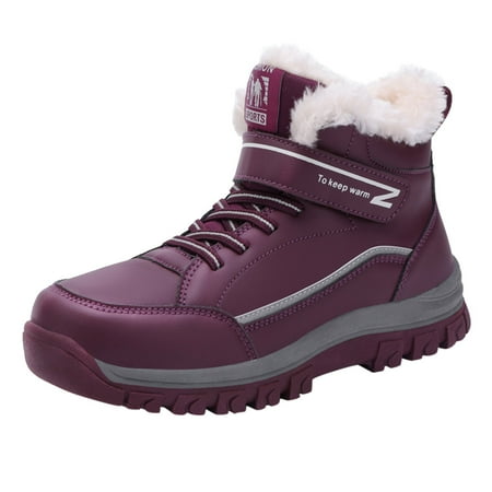 

ZIZOCWA Walking Cradles Women Shoes Name Brand Boots Fashion Winter Women Snow Boots Flat Non Slip Round Toe Lace Velvet Warm And Comfortable Women Winter Boots 9