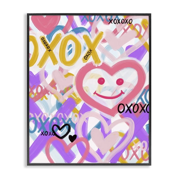 Stupell Industries Eclectic Xoxo Urban Heart Shapes Black Framed Giclee Art, 11 x 14, by Kristen Brockmon