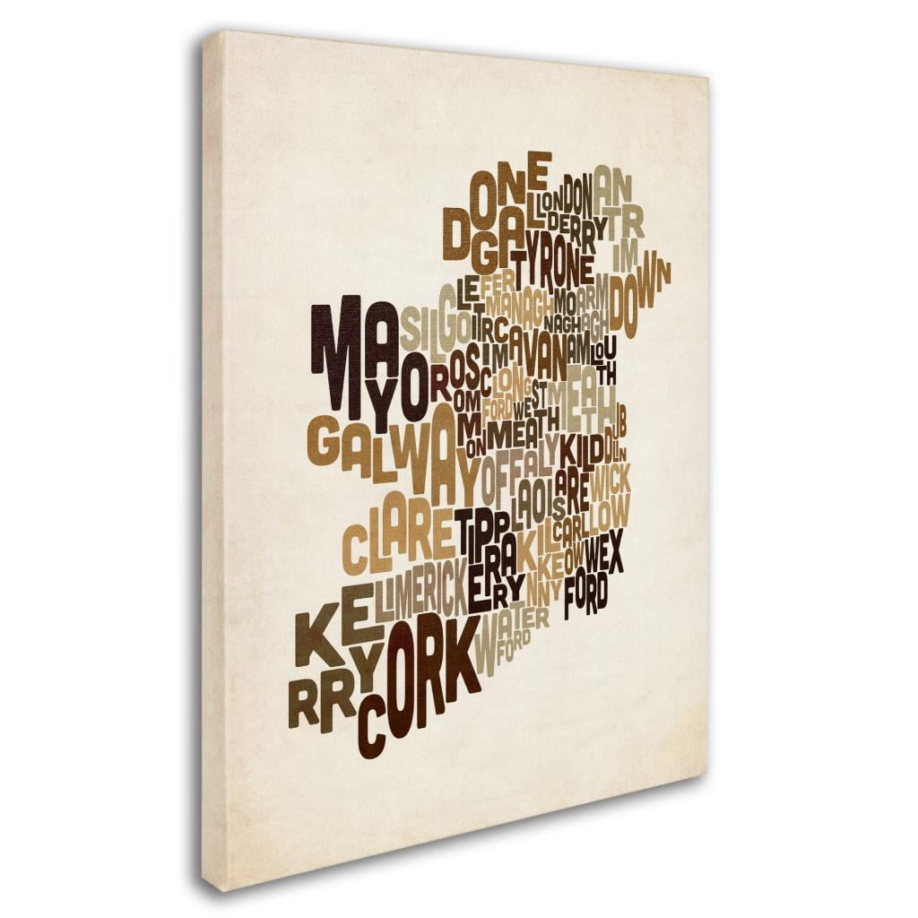 Trademark Art 'Ireland Text Map 2' Canvas Art by Michael Tompsett
