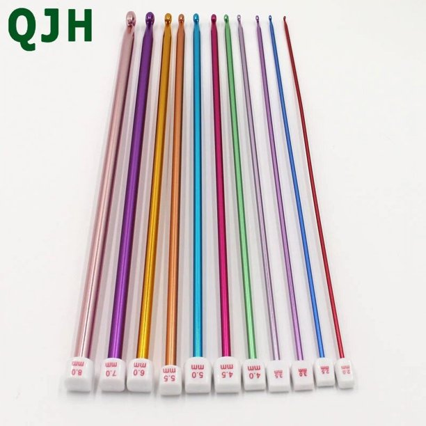 Juego de ganchos de ganchillo multicolor de aluminio, agujas de ganchillo tunecino/afgana para tejer, herramientas para manualidades, 2,0 ~ 8,0 MM, 11 Uds.