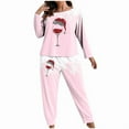 thumbnail image 5 of QUNYINEY Women's Pajama Sets Christmas 2 Piece Soft Long Sleeve Plus Size Shirts and Pants Crew Neck Loose Cute Women's Loungewear Sets, 5 of 5