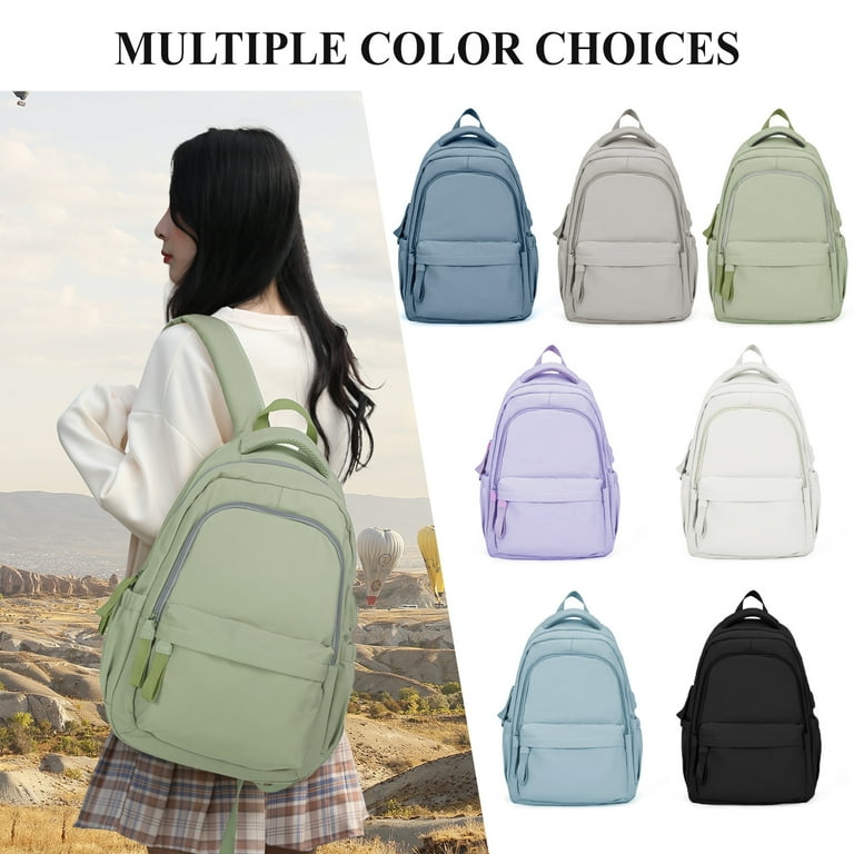 School Backpack for Women Men,Waterproof Bookbag for College Students Small  Cute Backpacks for Boy Girls Teens Fits 15.6Inch Notebook Light Green