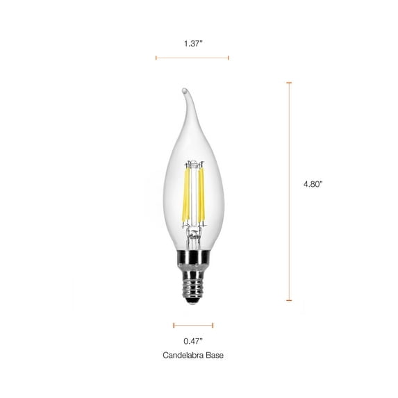 Better Homes and Gardens 5.5W (60W Equivalent) B10 Daylight LED Filament Light Bulbs, E12 (16 Pack)
