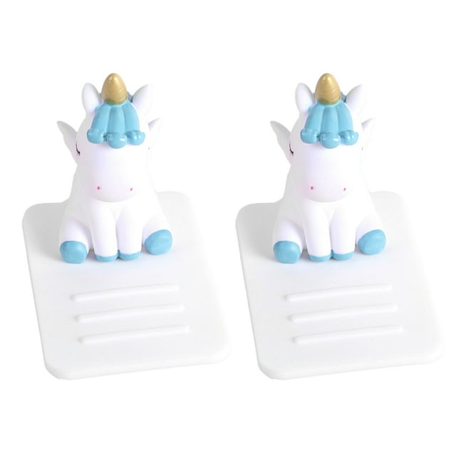 2 Pcs Support de Téléphone Licorne en Silicone Multifonctionnel Réglable pour Tablette Téléphone Intelligent Voiture (Blanc)