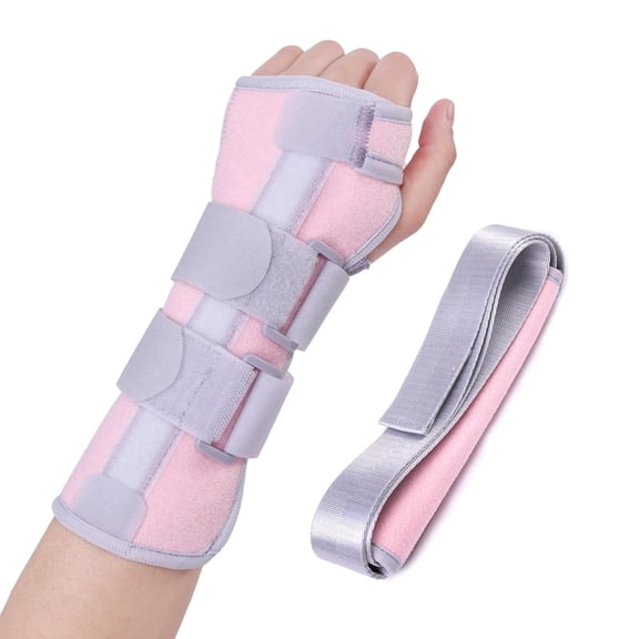 Lefeke Carpal Tunnel Wrist Brace Night Support for Left Hand, Adjustable Hand Brace with Replaceable Splints and Sling, Carpal Tunnel Pain Relief for Tendonitis, Arthritis, Injuries(Pink Left)