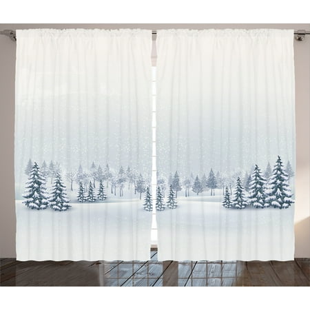 Winter Decorations Curtains 2 Panels Set Winter Scene In A Park