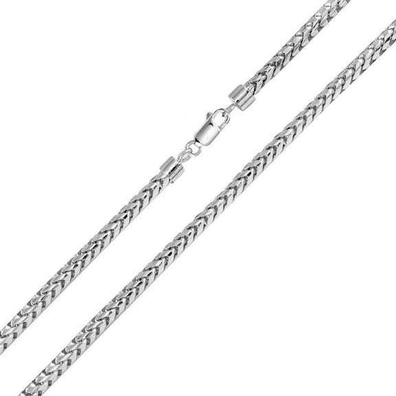 Rhodium Plated 925 Sterling Silver Round Franco Chain 3.9mm Made in Italy 22" Jewelry Female Unisex