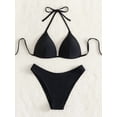 Black Two Piece Womens Triangle Bikini Set With Underwired Top And black-two-piece-womens-triangle-bikini-set-with-underwired-top-and