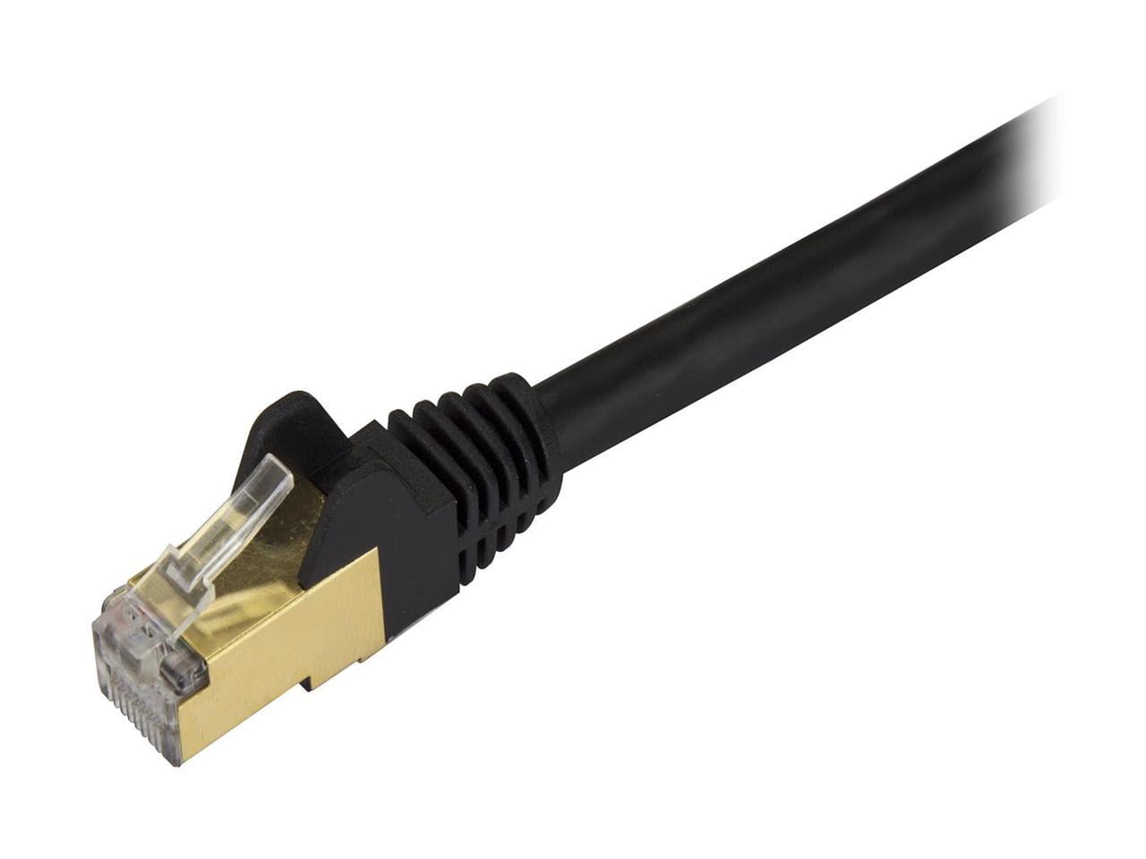 StarTech 15ft CAT6a Ethernet Cable - 10 Gigabit Shielded Snagless RJ45 100W PoE Patch Cord - 10GbE STP Network Cable with Strain Relief - Black - UL, TIA (C6ASPAT15BK)