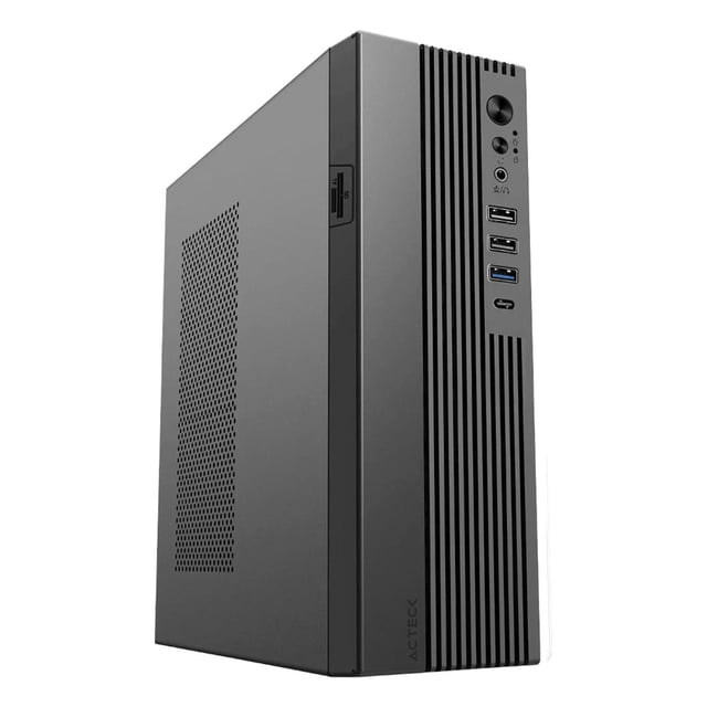 Gabinete ACTECK ONEX GS450 Micro ATX Mini Torre Slim 1 ventilador Fuente 400W USB-C Lector de Micro SD y SD AC-943086