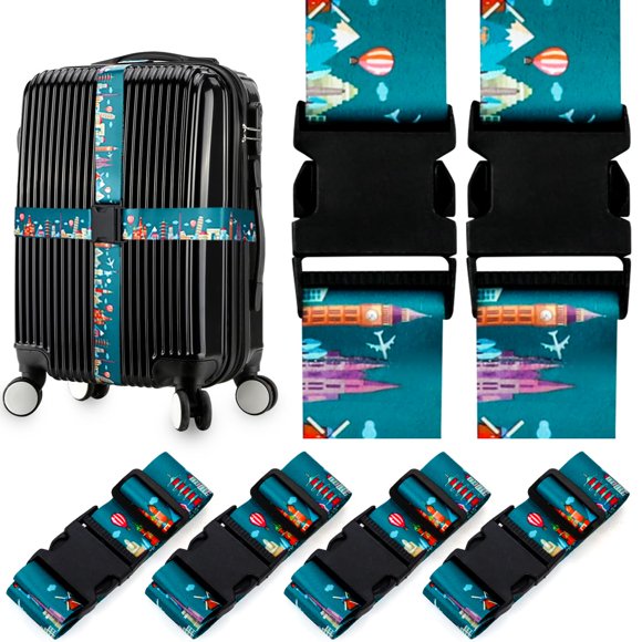 Correa Ajustable Para Equipaje De Viaje, Cinturón Para Maleta, Accesorios Para Bolsa De Viaje, 1,96 Pulgadas De Ancho X 6,4 Pies De Largo, Paquete De 4