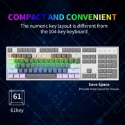 60% Wired Mechanical Gaming Keyboard, E-YOOSO RGB Backlit Ultra-Compact 61 Keys Hot Swappable Mini Waterproof Wired Office Keyboard with Red Switches for Windows, Mac OS Gamers (Grey White)