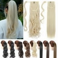 thumbnail image 3 of Benehair Clip in Ponytail Hair Extensions Pocket wrap around Long Thick Hairpiece as Human 22" Straight Bleach Blonde, 3 of 9
