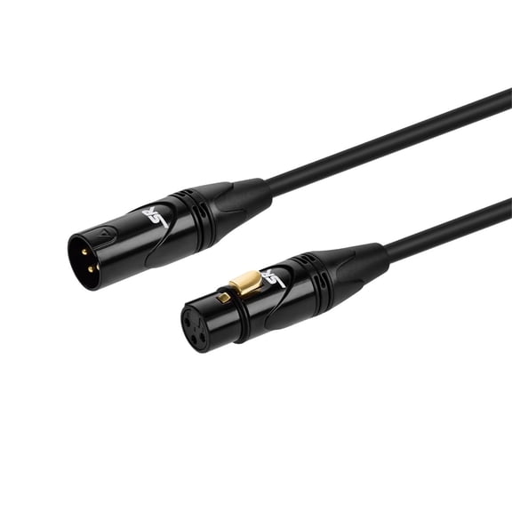 Monoprice Starquad XLR Microphone Cable - 10 Feet - Black | XLR-M to XLR-F, 24AWG, Optimized for Analog Audio - Gold Contacts - Stage Right Series