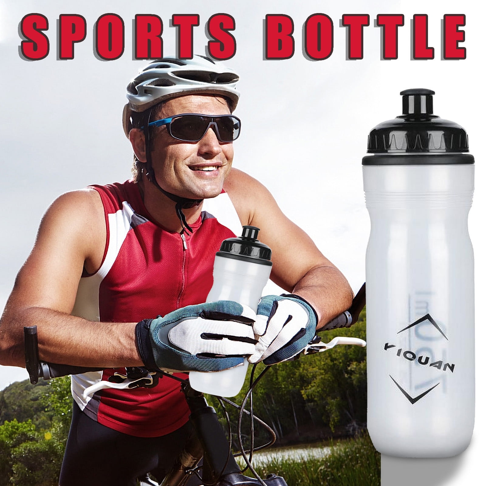 EQWLJWE Sports Bike Squeeze Water Bottle PP Plastic Bottles 24 oz, Wide