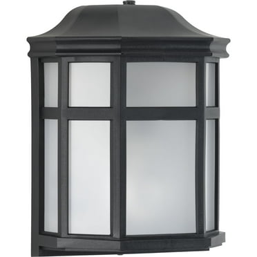 Milford Non-Metallic Lantern Collection One-Light Textured Black Frosted Shade Traditional Outdoor Wall Lantern Light