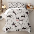 thumbnail image 2 of Manfei Cartoon French Bulldog Twin Quilt Set, Cute Dog Paw Twin Coverlet Set, Light Gray, 2 Pieces, 1 Bedspread and 1 Pillowcase, 2 of 7