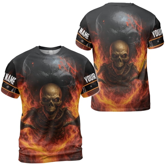 Lotusprinthandmade Personalized Skull Halloween T-Shirt 3D Unisex, Multicolor, S
