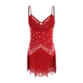 thumbnail image 3 of Rswnyirn Robe Latine en Strass pour Femmes avec Franges Costume de Bal Salsa Tango Danse Justaucorps Rouge m, 3 of 6