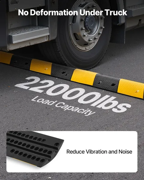 40 Inch Rubber Speed Bump 2 Pack Heavy Duty Traffic Hump 22000 lbs Axle Load Capacity Cable Protector Ramp with Expansion Screws for Asphalt Concrete Gravel Driveway Road
