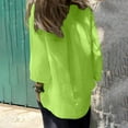 thumbnail image 6 of Scyoekwg Women's Linen Tops Long Sleeve Button Crew Neck Tunic Shirts Solid Blouses for Seniors Casual High Low Tunic Tops (Green,XXL), 6 of 9