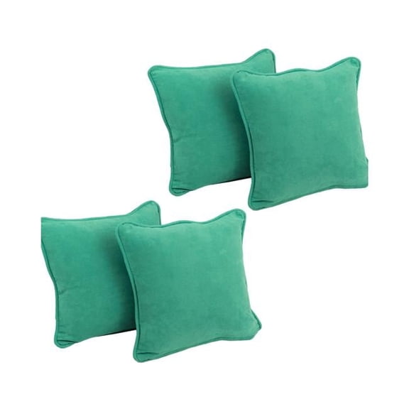 Blazing Needles 9810-CD-S4-MS-EM 18 in. Double-Corded Solid Microsuede Square Throw Pillows with Inserts, Emerald - Set of 4