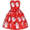 thumbnail image 3 of Girls Christmas Princess Dress Santa Claus Print Ruffle Tutu Party Dress, 3 of 7