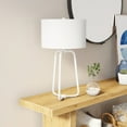thumbnail image 2 of Evelyn&Zoe 25" Mid-Century Modern Metal Table Lamp with White Drum Linen Shade, 2 of 10