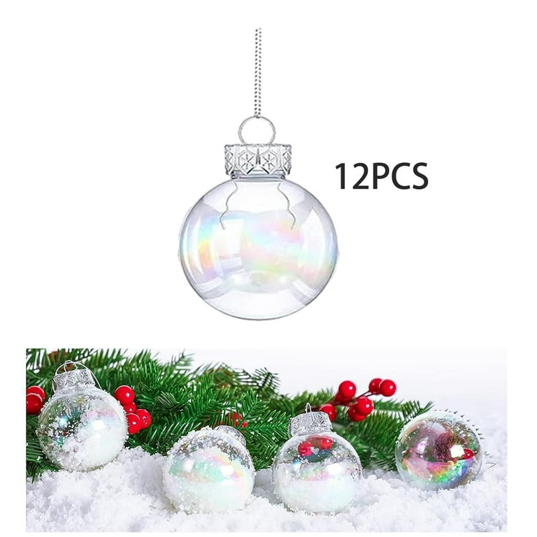 9 Pcs Christmas Iridescent Ornaments Plastic Ball, Christmas Ball Ornaments  Rainbow Ball Hanging Baubles Fillable Ornaments for Christmas Tree DIY  Wedding Party Decorations 