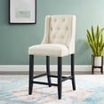 thumbnail image 2 of Tufted Counter Stool Chair, Fabric, Wood, Beige, Modern Contemporary Urban Design, Bar Pub Cafe Bistro Hotel Restaurant Hospitality, 2 of 7