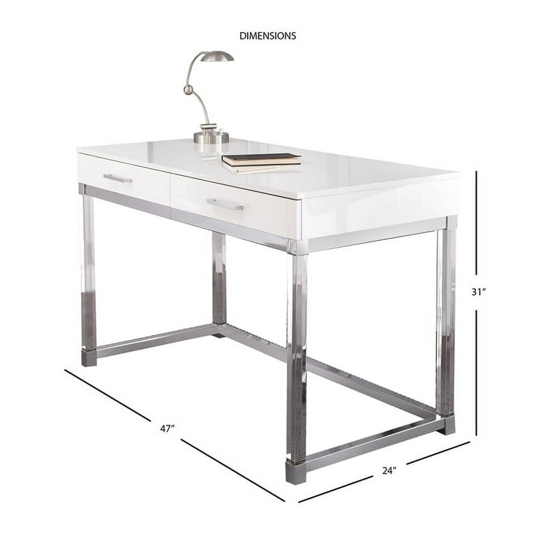 Steve Silver Co. Everett Wood 2 Drawer Writing Desk in White