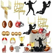 20PCS American Football Players Goal Post Cake Toppers Rugby Ball Happy Birthday American Eagle Football Sports Theme Party Cake Decorations Supplies$$Home Decor, Kitchen, & Other