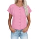 thumbnail image 1 of TaTaai Women's short sleeve crew neck top, linen cotton fabric, solid color, button cuffs, cutout detail, pullover style, casual loose fit, soft breathable, ideal for daily outings Gift, 1 of 8