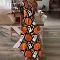 thumbnail image 2 of Vestido largo de manga corta de Halloween de encaje con cuello en V informal con estampado de verano para mujer a la moda Fridja bnh6189, 2 of 5