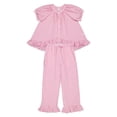 thumbnail image 4 of IWRICH Pajama Set for Women 2 Piece Plaid Short Sleeve Pjs Cute Ruffle Sleepwear Pajamas Loungewear Pink XL, 4 of 4