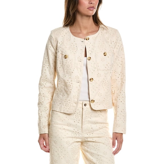 CeCe womens Broderie Jacket, 4, White